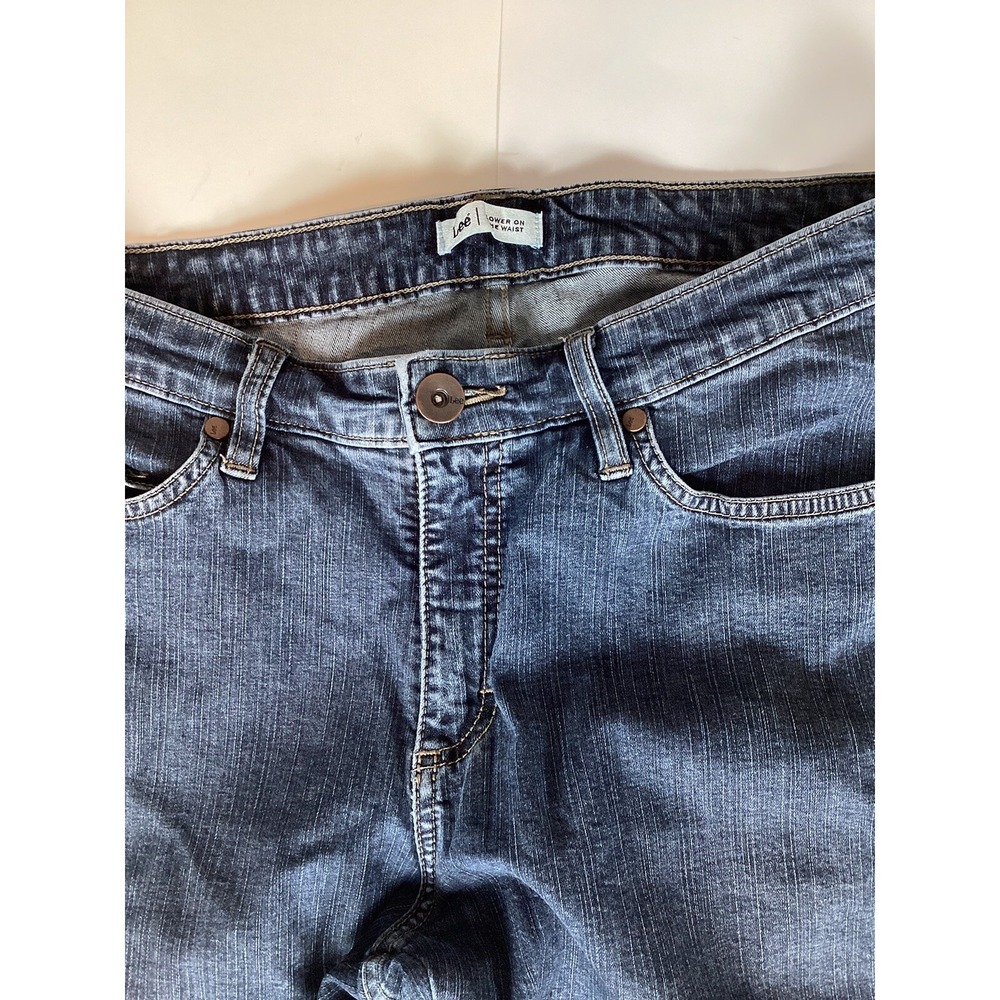 Lee Jeans Womens 12 Petite Lower On The Waist Blue Denim Stretch Pants Casual - Picture 2 of 8